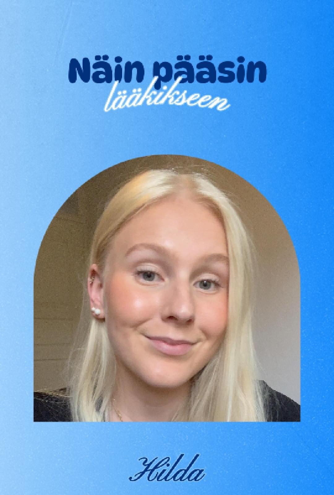 HIlda, joka pääsi Mafyn avulla lääkikseen, hymyilee videon kansikuvassa